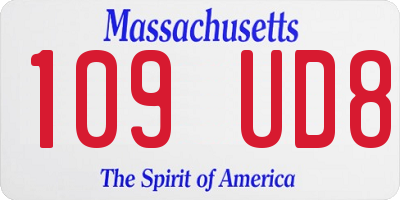 MA license plate 109UD8