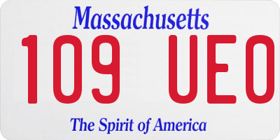 MA license plate 109UE0