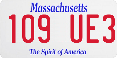 MA license plate 109UE3
