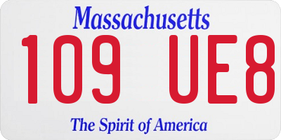 MA license plate 109UE8