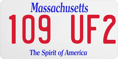 MA license plate 109UF2