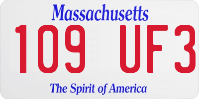 MA license plate 109UF3