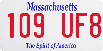 MA license plate 109UF8