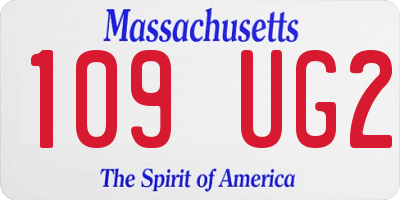 MA license plate 109UG2