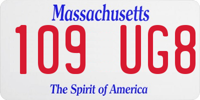 MA license plate 109UG8