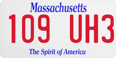 MA license plate 109UH3