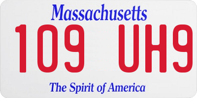 MA license plate 109UH9