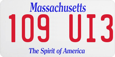 MA license plate 109UI3