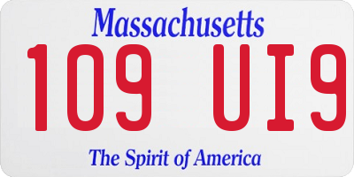MA license plate 109UI9