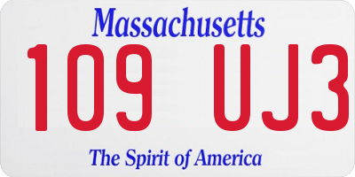 MA license plate 109UJ3