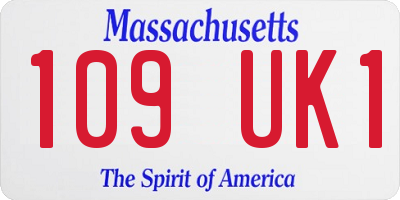 MA license plate 109UK1
