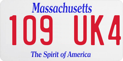 MA license plate 109UK4