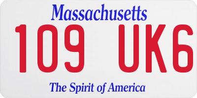 MA license plate 109UK6