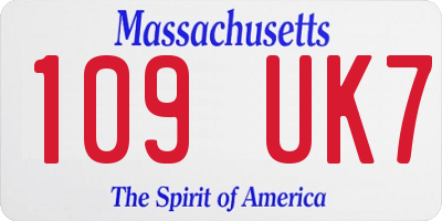 MA license plate 109UK7