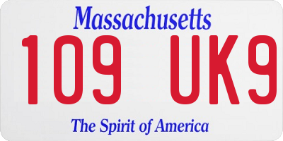 MA license plate 109UK9