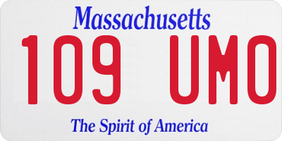 MA license plate 109UM0