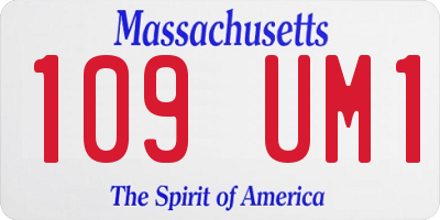 MA license plate 109UM1