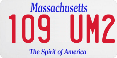 MA license plate 109UM2
