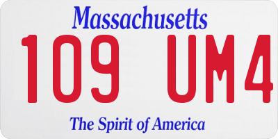 MA license plate 109UM4