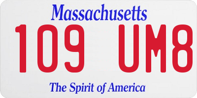 MA license plate 109UM8