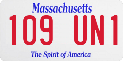 MA license plate 109UN1