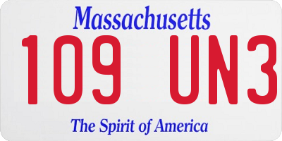 MA license plate 109UN3