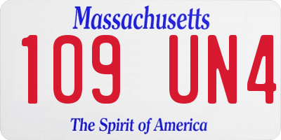 MA license plate 109UN4