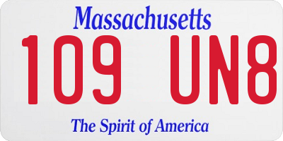 MA license plate 109UN8