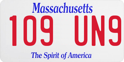 MA license plate 109UN9