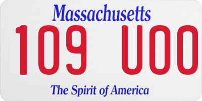 MA license plate 109UO0