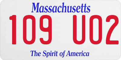 MA license plate 109UO2