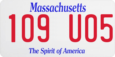 MA license plate 109UO5