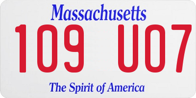 MA license plate 109UO7