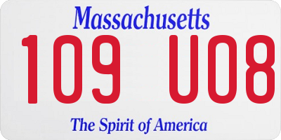 MA license plate 109UO8