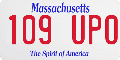 MA license plate 109UP0