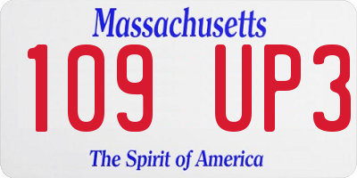 MA license plate 109UP3