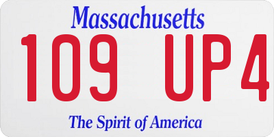 MA license plate 109UP4
