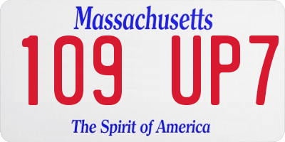 MA license plate 109UP7