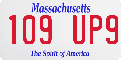 MA license plate 109UP9