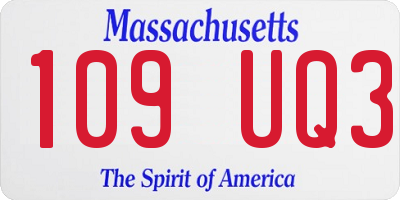 MA license plate 109UQ3