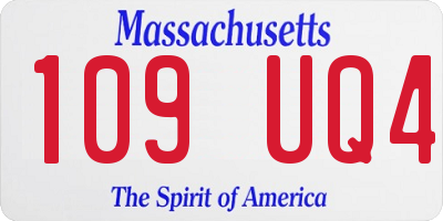 MA license plate 109UQ4