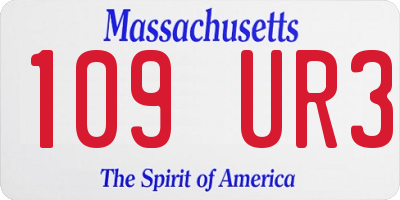 MA license plate 109UR3