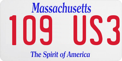 MA license plate 109US3