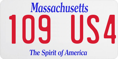 MA license plate 109US4
