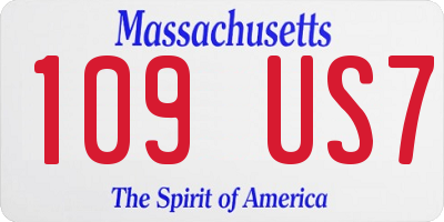 MA license plate 109US7