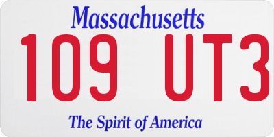 MA license plate 109UT3