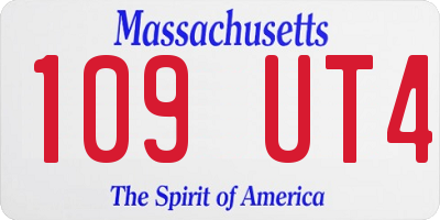 MA license plate 109UT4