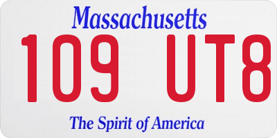 MA license plate 109UT8