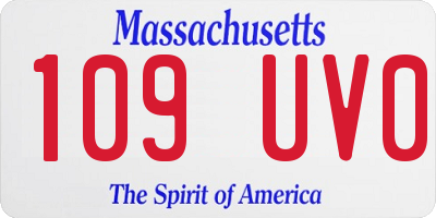 MA license plate 109UV0