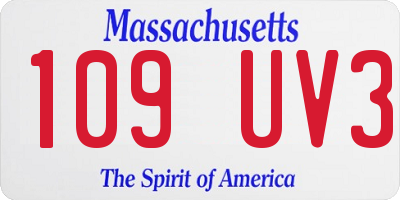 MA license plate 109UV3